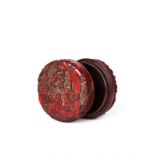 AN EXTREMELY RARE CARVED CINNABAR LACQUER CIRCULAR BOX AND COVER ZHENGDE PERIOD (1505-1521)
