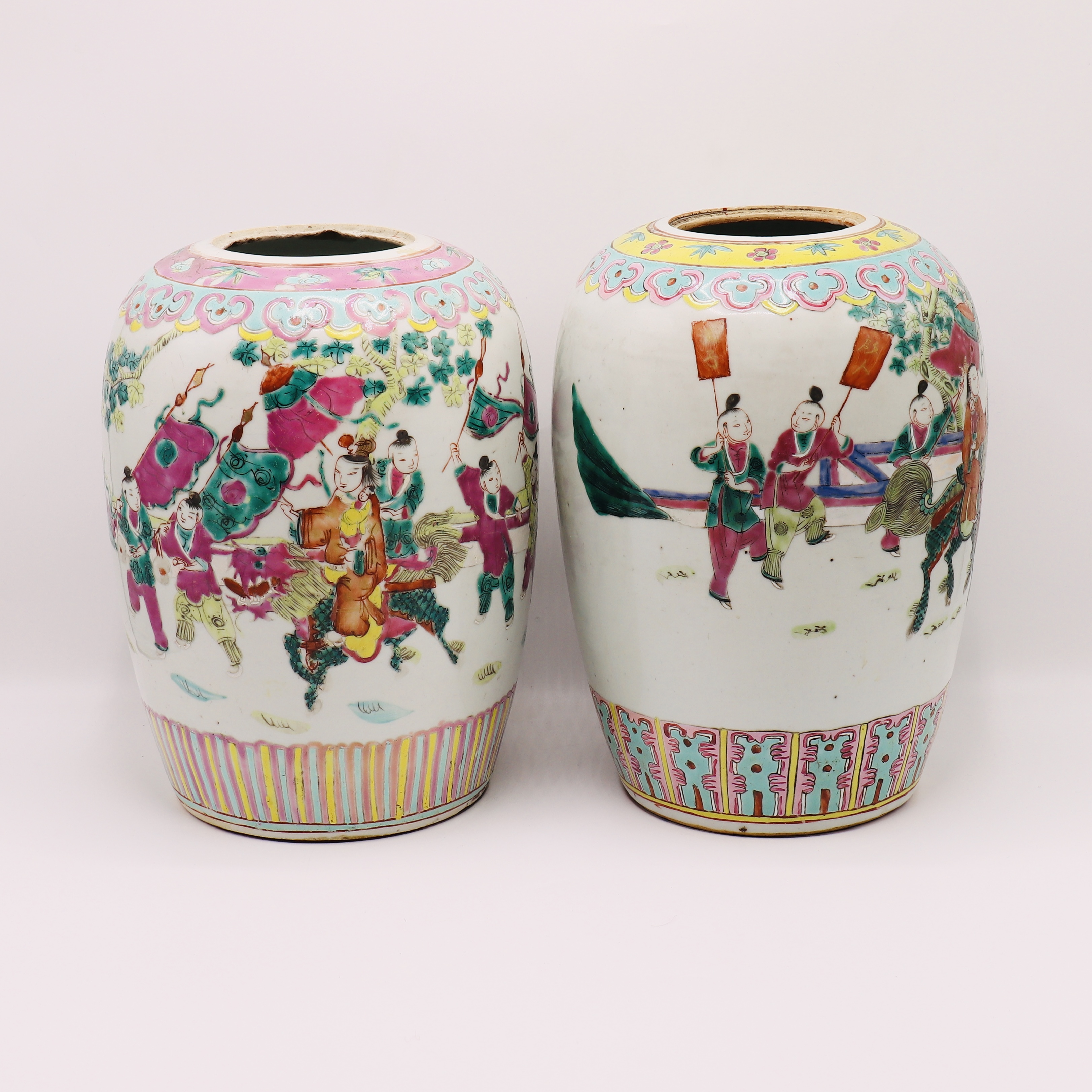 TWO LARGE CHINESE FAMILLE ROSE VASES, QING DYNASTY (1644-1911) - Image 2 of 5