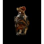 A LARGE CARVED CHINESE LIDDED BEIJING GLASS BOTTLE, REPUBLIC PERIOD
