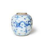 A CHINESE BLUE & WHITE DRAGON JAR, QING DYNASTY (1644-1911)