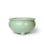 A LARGE CELADON-GLAZED 'LOTUS' CENSER, KANGXI PERIOD (1662-1722)