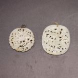 TWO WHITE JADE RETICULATED PLAQUES, 18TH CENTURY