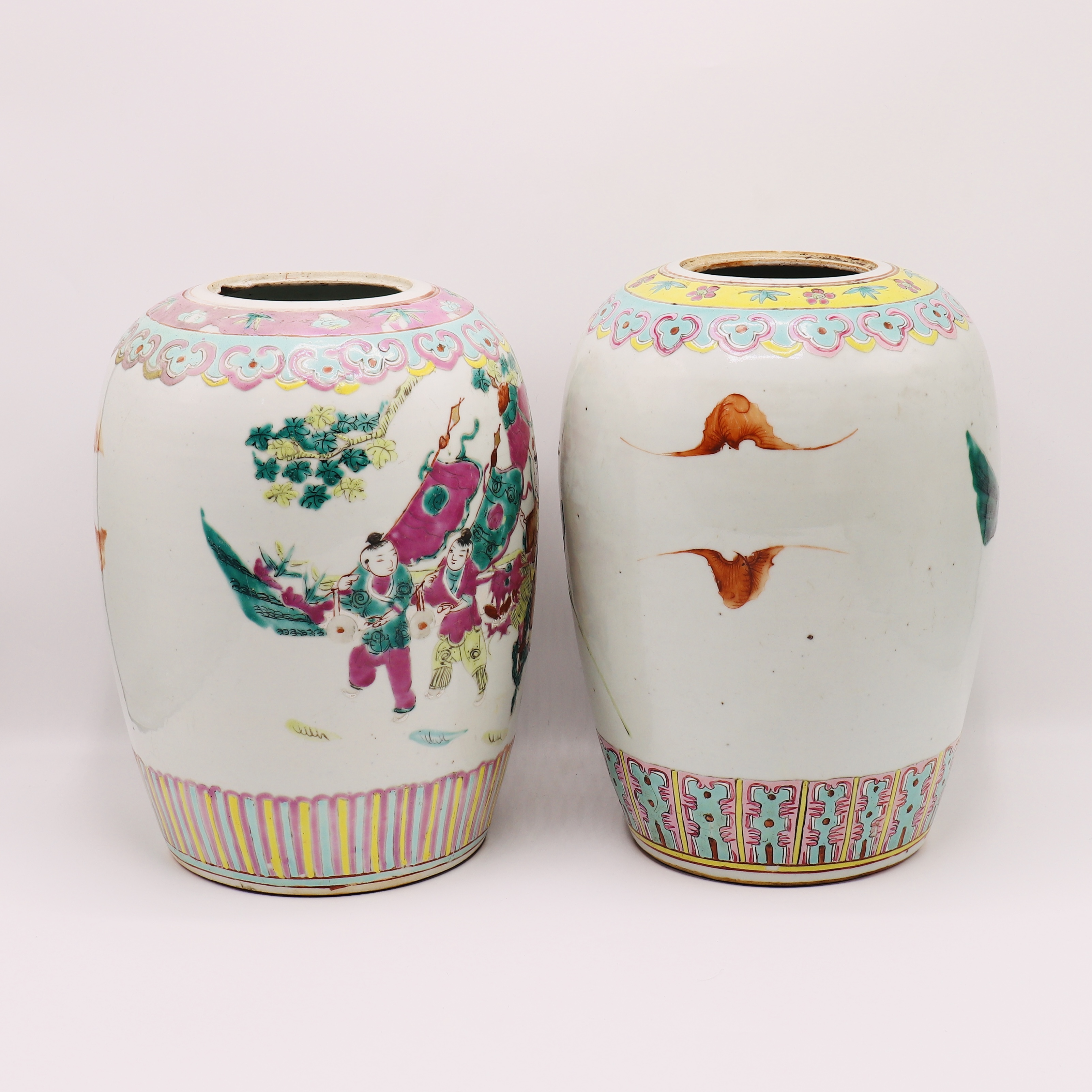 TWO LARGE CHINESE FAMILLE ROSE VASES, QING DYNASTY (1644-1911) - Image 3 of 5
