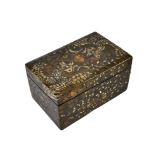 A CHINESE LACQUER MOTHER OF PEARL INLAY BOX, 19TH CENTURY