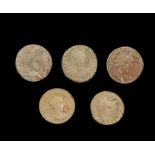 FIVE SILVER ROMAN COINS