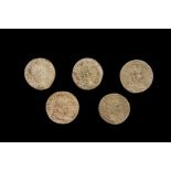 FIVE SILVER ROMAN COINS