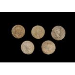 FIVE SILVER ROMAN COINS