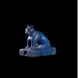 A LAPIS LAZULI FELINE AMULET, LATE PERIOD TO PTOLEMAIC PERIOD, 664-30 B.C.