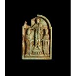 AN INSCRIBED BYZANTINE PLAQUE DEPICTING CHRIST, HOLY ROMAN EMPEROR OTTO II AND EMPRESS THEOPHANO