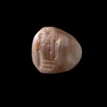 A GRAECO-PERSIAN CHALCEDONY PYRAMIDAL STAMP SEAL WITH CUNEIFORM CIRCA LATE 5TH-4TH CENTURY B.C.
