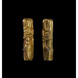 A PAIR OF GOLD CEREMONIAL PIECES, ORDUS OR SCYTHIA CIRCA 350/400 B.C. Weight of each approx: Heigh
