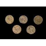 FIVE SILVER ROMAN COINS