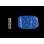 A HIGHLY RARE EROTIC URARTU STONE CYLINDER SEAL, IRAN, CIRCA 9TH CENTURY