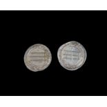 TWO ABBASID SILVER DIRHAM COINS