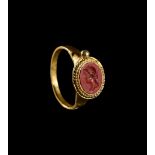 A ROMAN GOLD & JASPER FINGER RING, CIRCA 1ST-2ND CENTURY A.D.