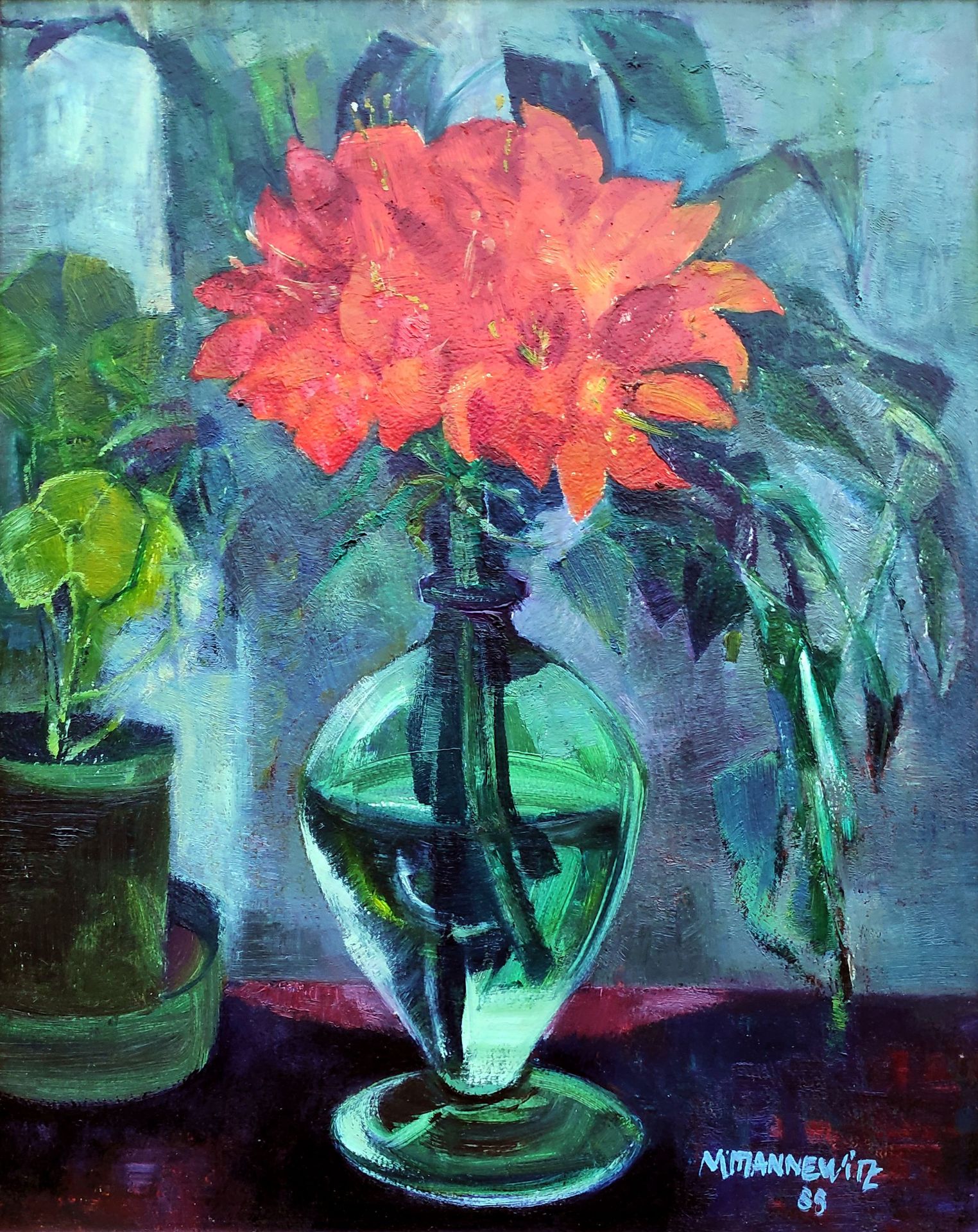 Mannewitz, Mechthild (1926 Rostock, lebt in Rostock) "Amaryllis in Glasvase"