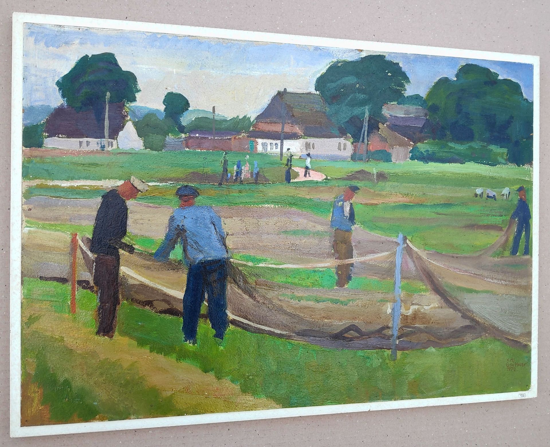 Grüttner, Karl Heinz (1921 Reißig – 1998 Eberswalde) „Fischer in Groß Zicker“ - Bild 5 aus 5