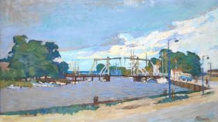 Grüttner, Karl Heinz (1921 Reißig – 1998 Eberswalde) „Brücke in Wieck bei Greifswald“