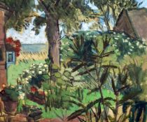 Curio, Sabine (1950 Ahlbeck, lebt in Stolpe/Usedom)  "Garten im Sommer"