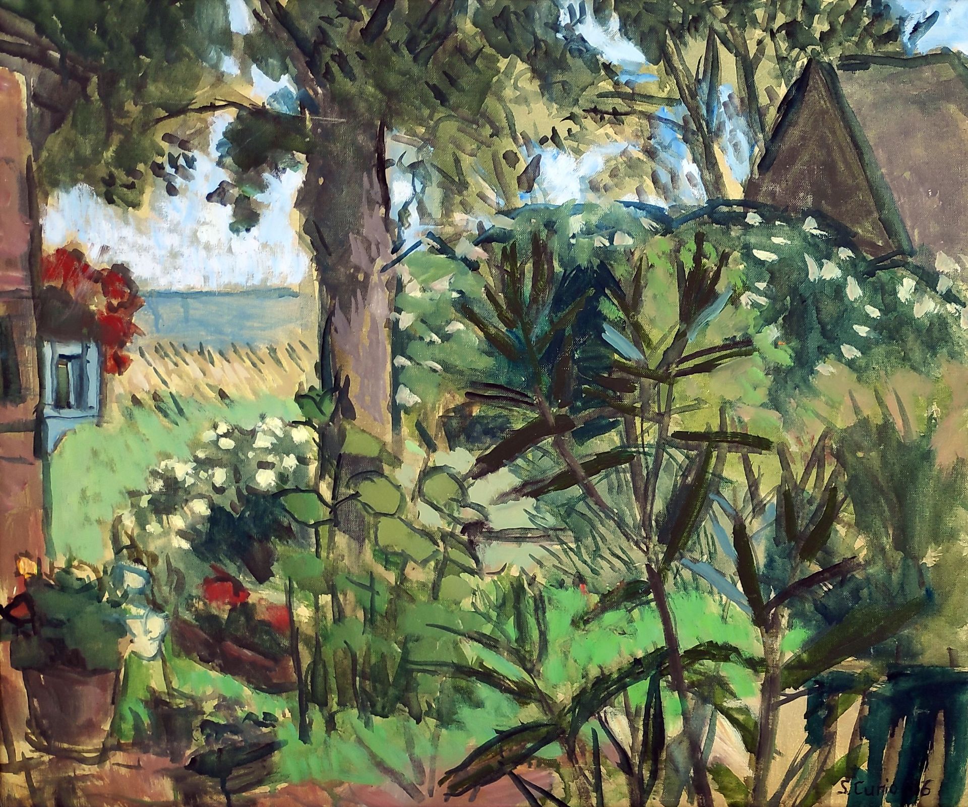 Curio, Sabine (1950 Ahlbeck, lebt in Stolpe/Usedom) "Garten im Sommer"