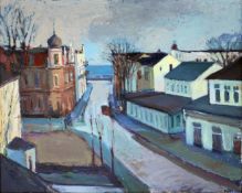 Köpp, Volker (1953 Usedom, lebt in Ahlbeck) „Straßenansicht (Seestraße in Ahlbeck)“