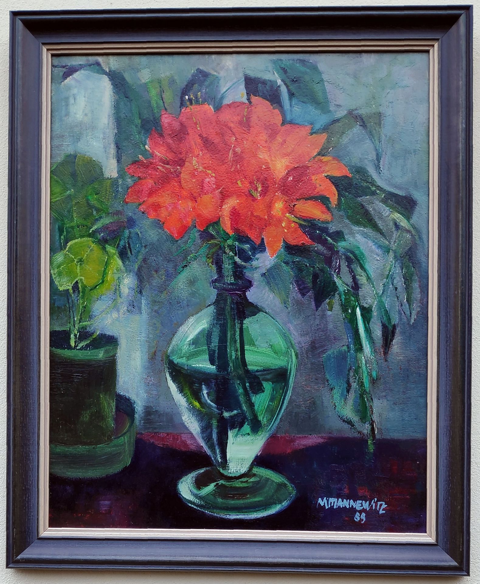 Mannewitz, Mechthild (1926 Rostock, lebt in Rostock) "Amaryllis in Glasvase" - Bild 2 aus 3