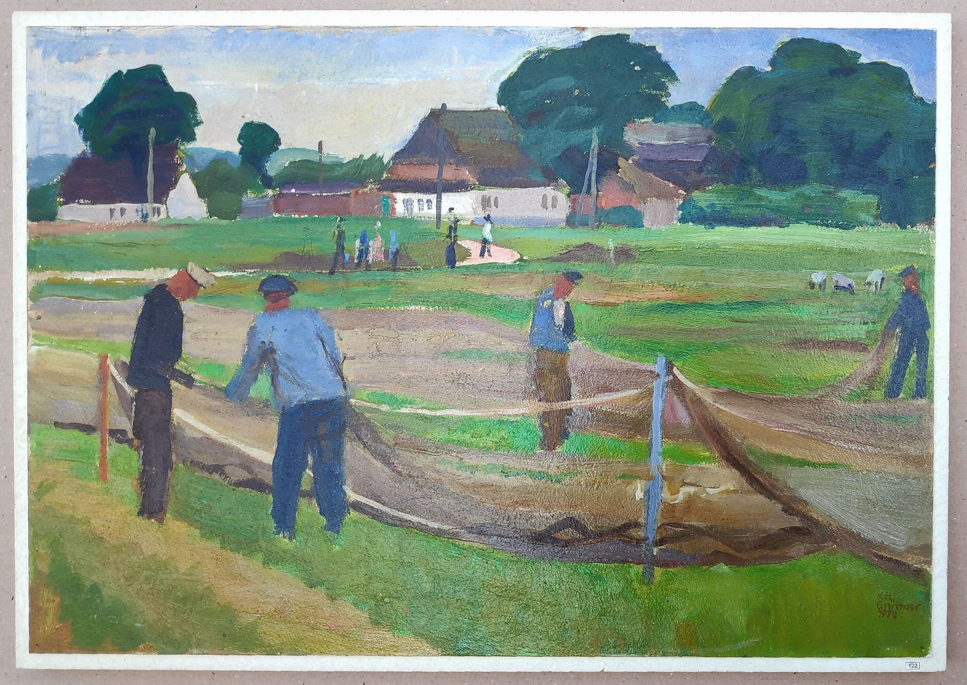 Grüttner, Karl Heinz (1921 Reißig – 1998 Eberswalde) „Fischer in Groß Zicker“ - Bild 2 aus 5