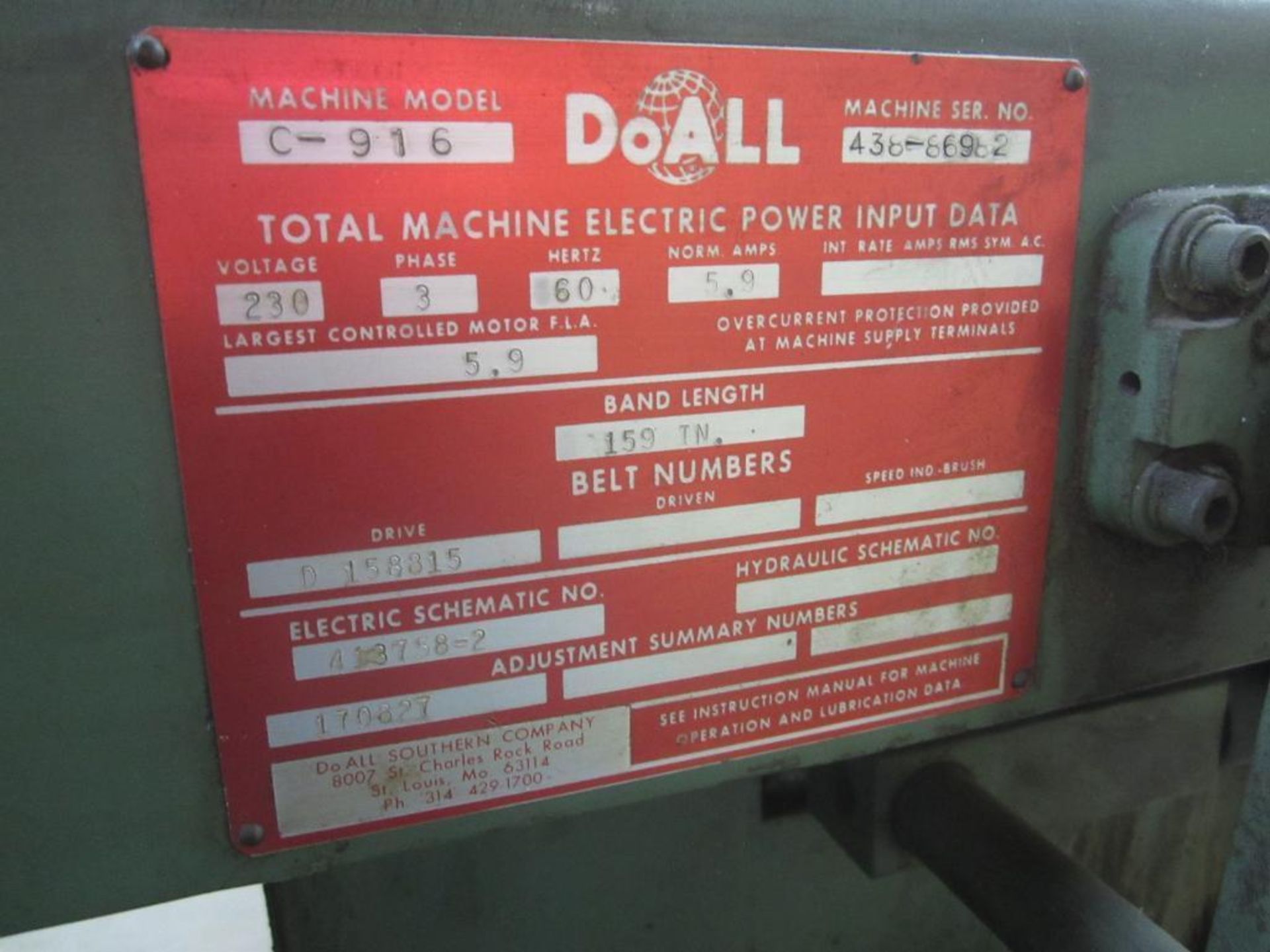 DoALL band saw Model C-916 - Image 6 of 6