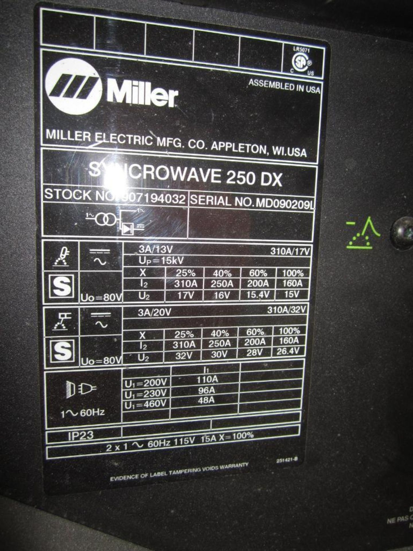 Miller synchrowave arc welder 250DX - Image 9 of 9