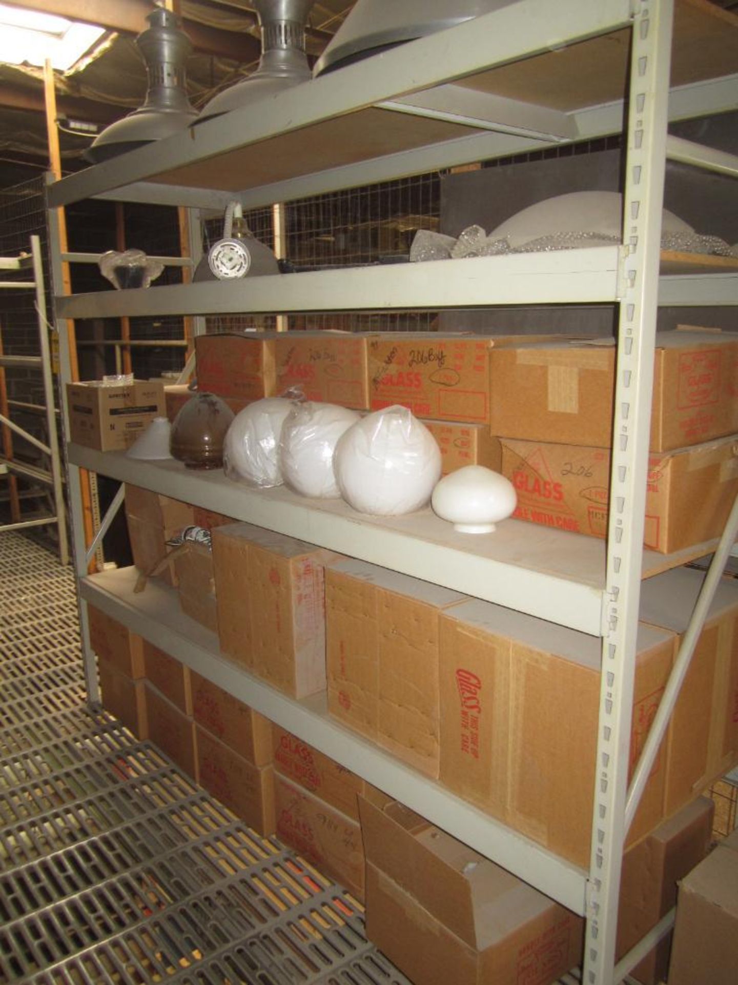 Section of pallet racking with light shades & all contents - Image 2 of 4