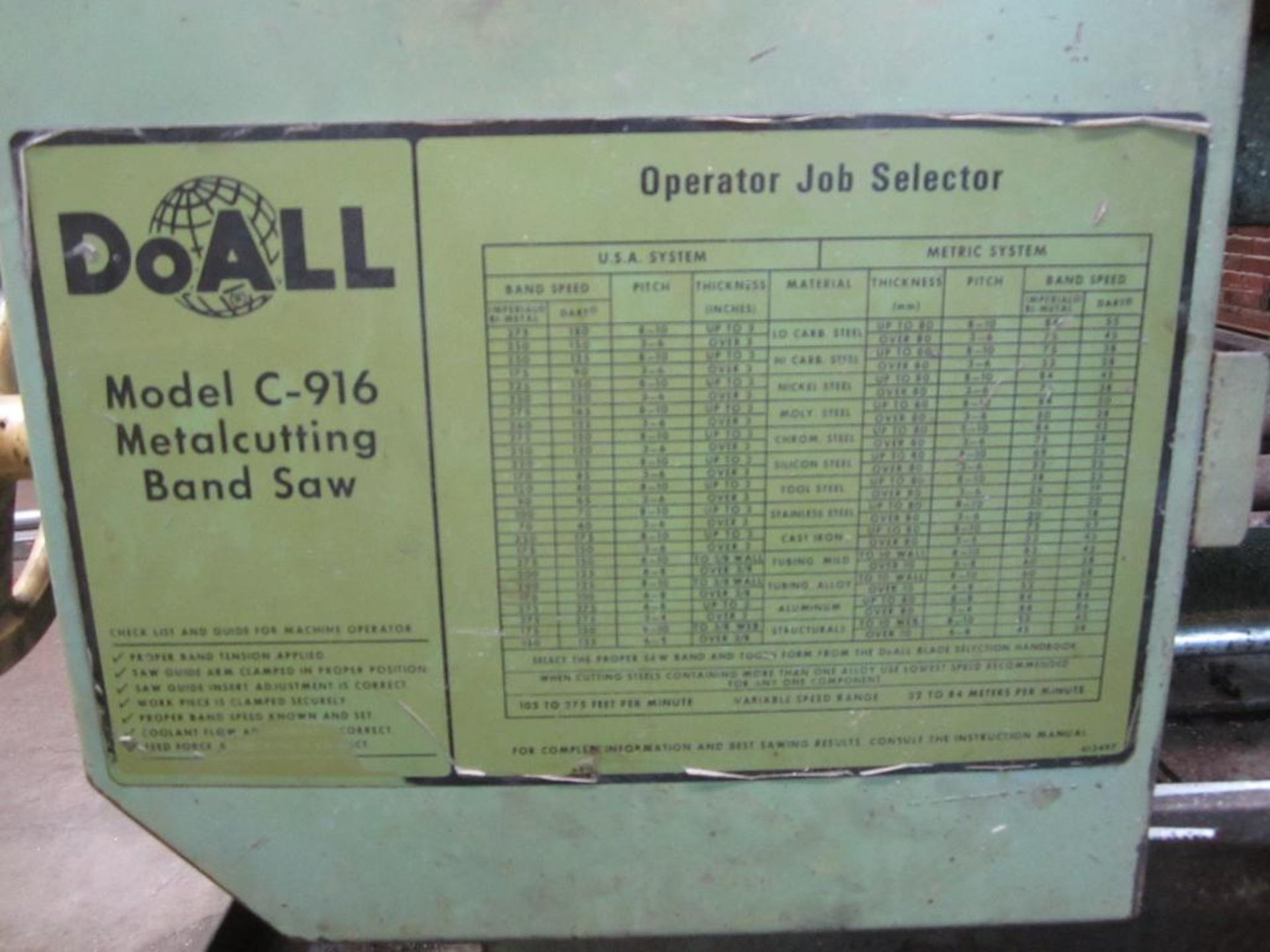 DoALL band saw Model C-916 - Image 5 of 6