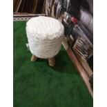 Bleu Nature F016 Mousse Driftwood stool finished in Grizzly Bianco White Wool 380 x 380 x 510mm