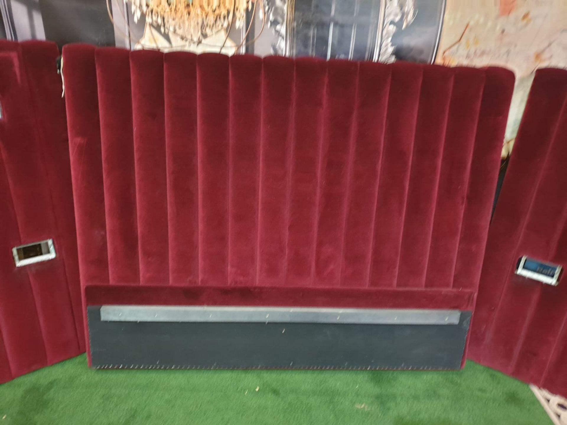 Wall Mounted Headboard Set Claret Red Panel Upholstered To Fit King Size Bed (ST2) - Bild 4 aus 5