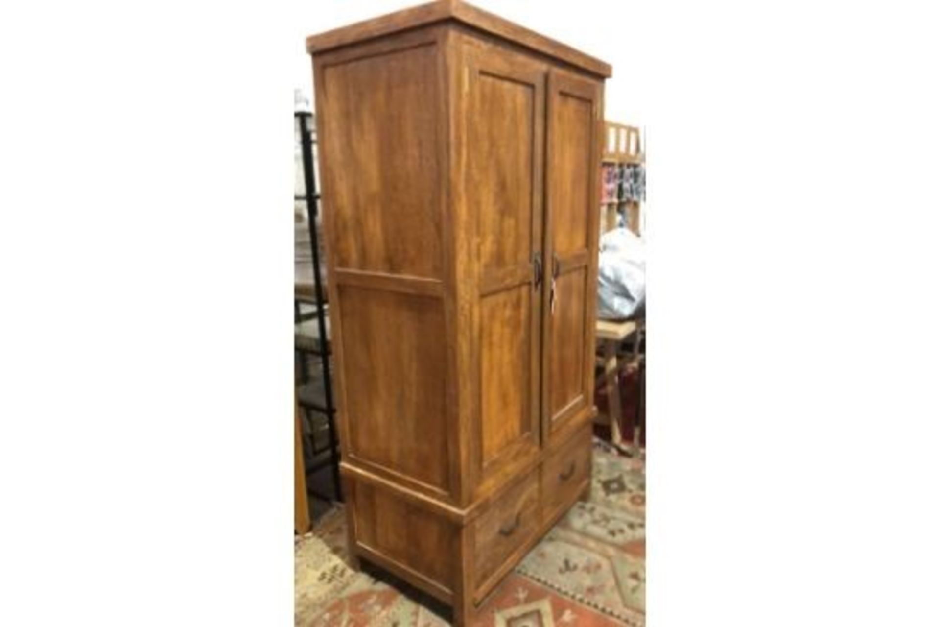 Soho Solid Wood Double Wardrobe With 2 Drawers. This Wardrobe Will Look Stunning In Your Bedroom