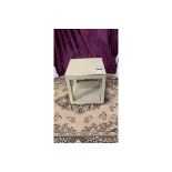 Cela Bone White Shagreen Square Side Table Crafted Of Shagreen-Embossed Leather With The Texture