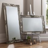Hampshire Rectangle Mirror Silver Pretty Baroque Style Wood Framed Mirror In A Hand Applied Silver
