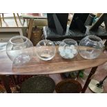 A Set Of 4 X Clear Glass Fish Bowl Bubble Ball Table Display Vases Varying In Size SR127 Ex