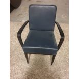 A Set Of 4 X Blue Lether Wood Framed Dining Chairs 60 X 41 X 87cm (ST15)