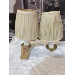 A set of 2 x brass wall sconces cream shade (SR260)