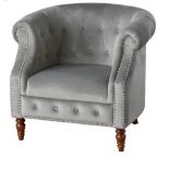 Grey Velvet Chesterfield Tub Chair This Armchair Is A Luxurious Item Of Seating Made Only Better