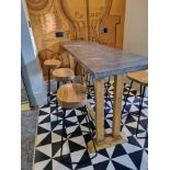 Long bar table wood with marble effect top 190 x 50 x 104cm ( Cedar Pantry )