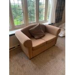 Upholstered caramel two seater sofa 140cm ( Room 205) ( West Wing )