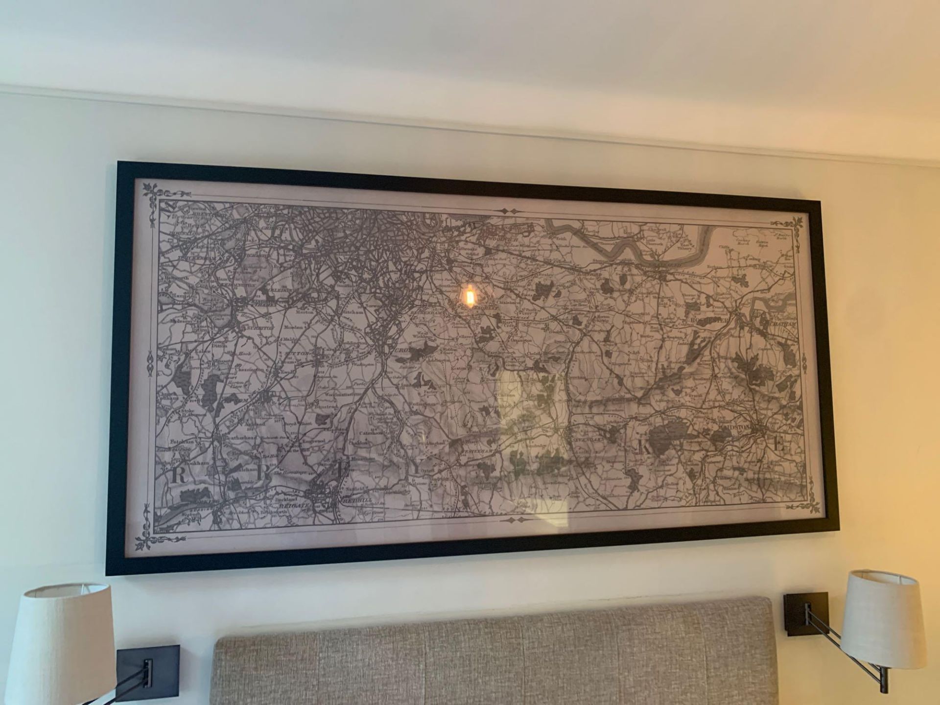Elegant Clutter framed vitange map print 200cm ( Room 206) ( West Wing )