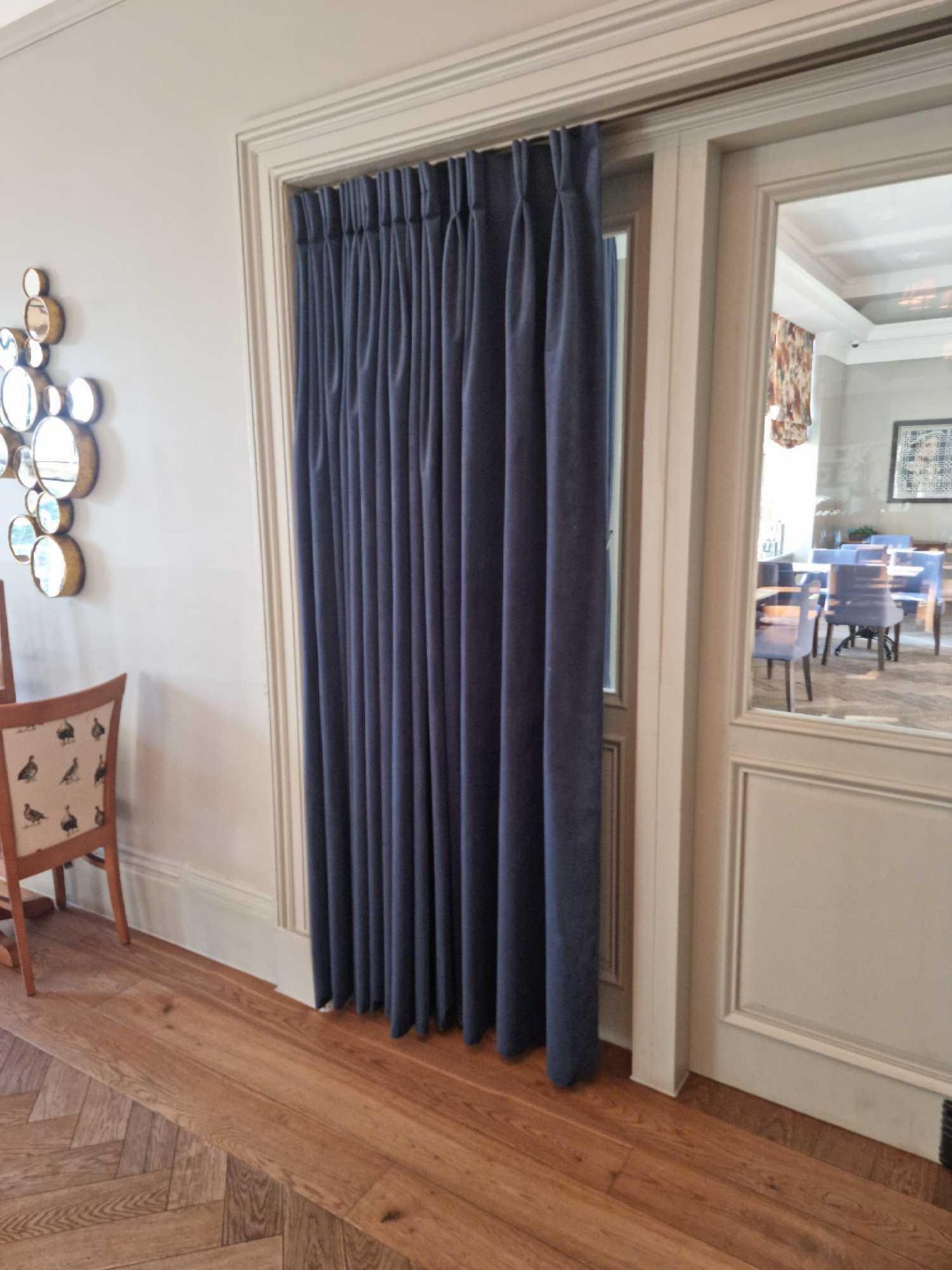 A pair of plush velvet drapes spans 370 x 220cm ( 1042 Restaurant )