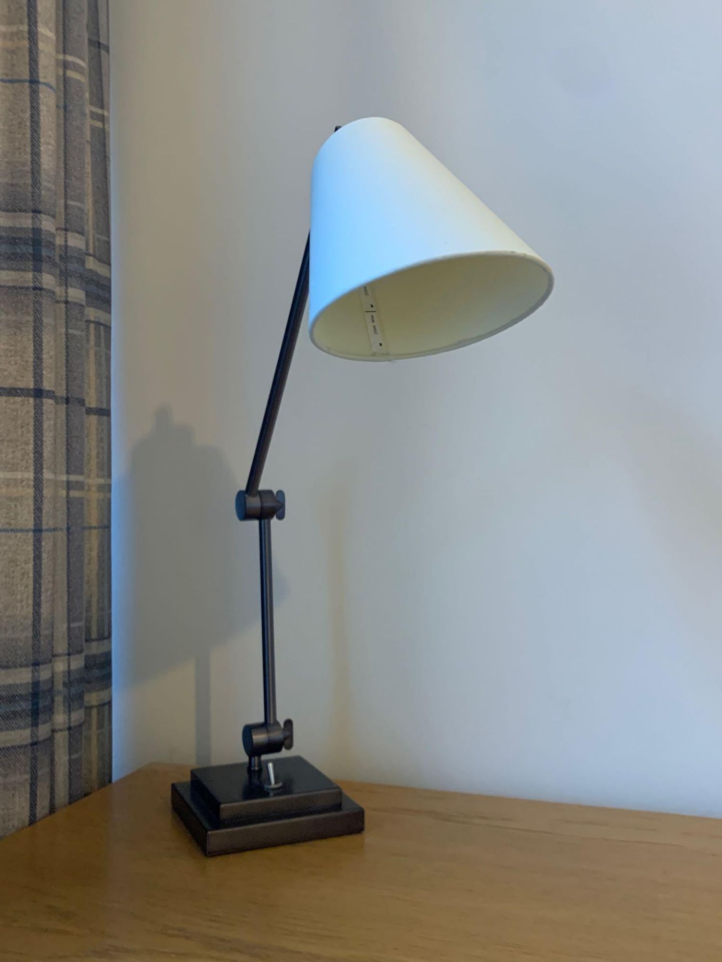 Chelsom desk study desk lamp with heavy stepped base and two toothed locking key swivel joints. base
