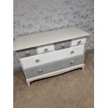 Low cabinet 2 ful over 4 small drawers white and grey veneer 107 x 47 x 70cm ( Recception Pantry