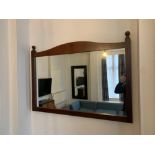 A mahogany stained dark brown wood frame mirror 110 cm wide Room LG20 ( East Wing )