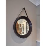 Accent mirror circular faux leather 70cm ( 1042 Bar )