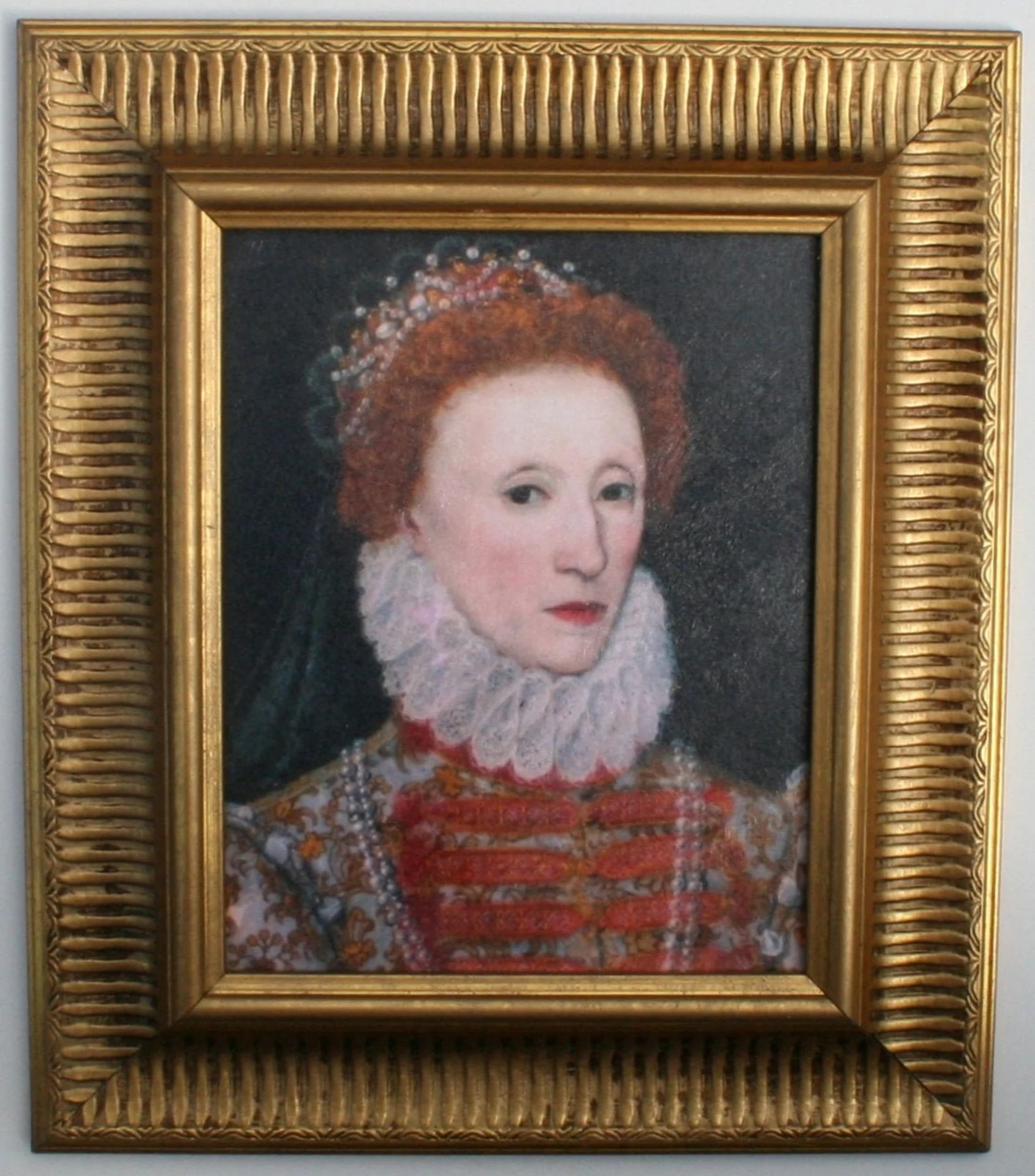 Framed Hand-Finished Oleograph Queen Elizabeth I Framed Portrait House Of Tudor 33 X 38cm Queen