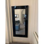 A large wall mounted black mirrored frame mirror with bevelled edge 90 x 180 cm LG20 ( East Wing )